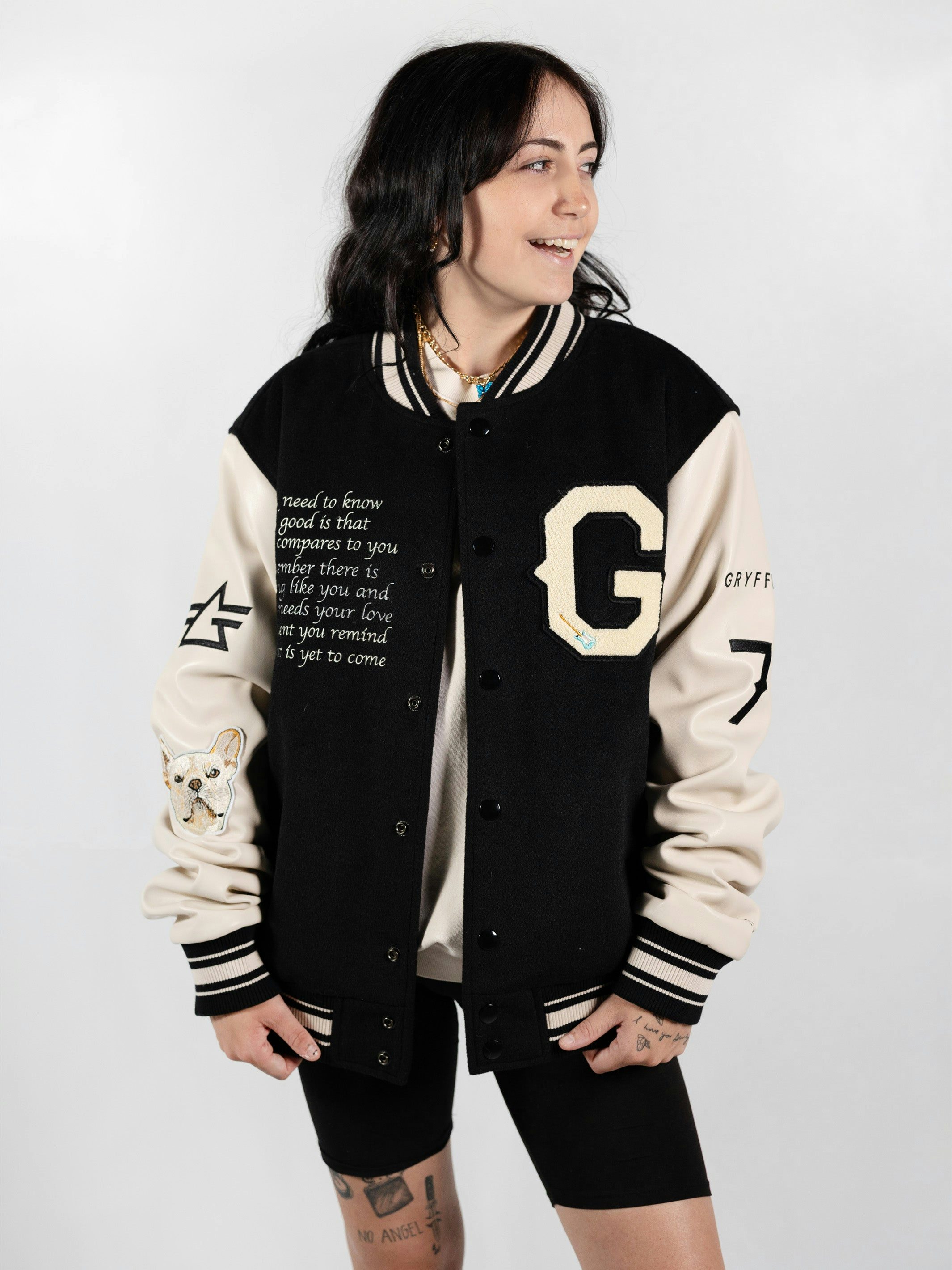 Gryffin Beige & Black Varsity Jacket