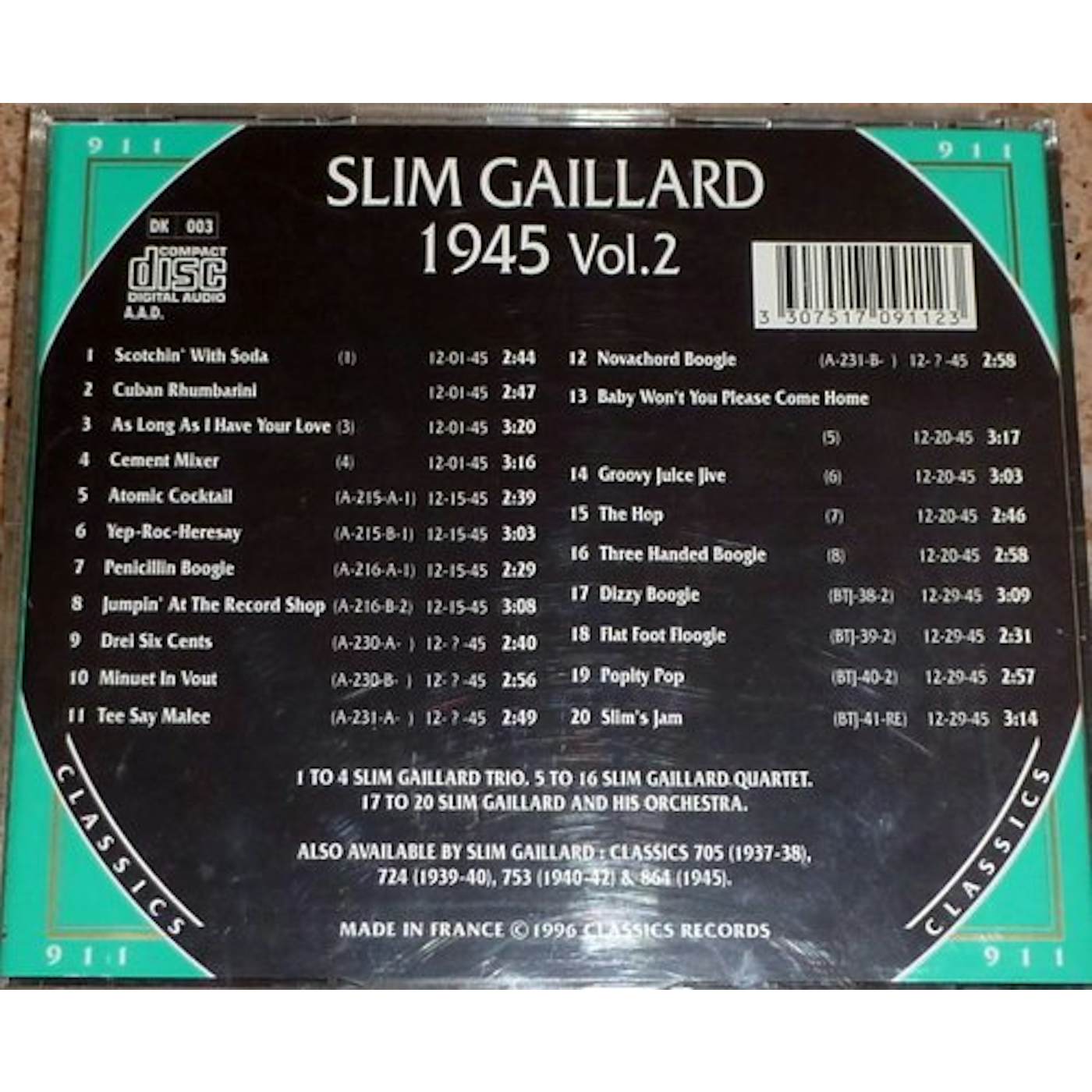 Slim Gaillard 1945 VOL 2 CD