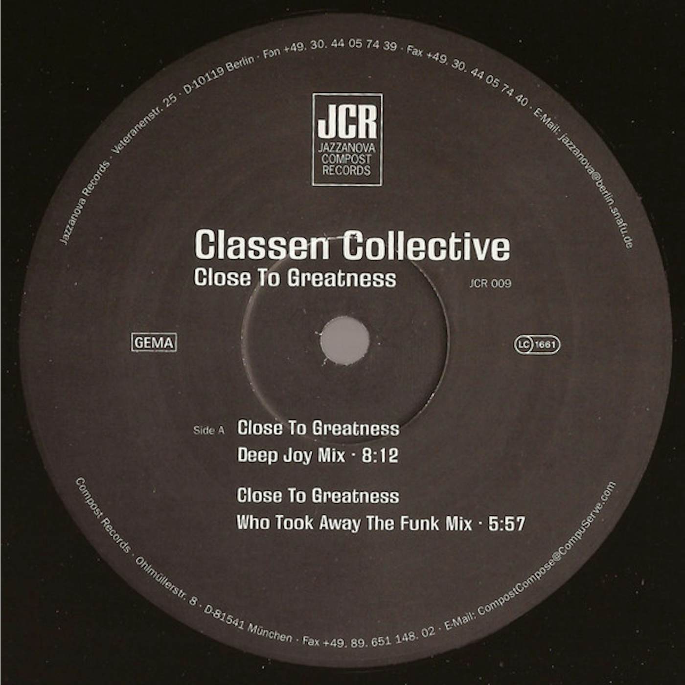 Classen Collective CLOSE TO GREATNESS Vinyl Record