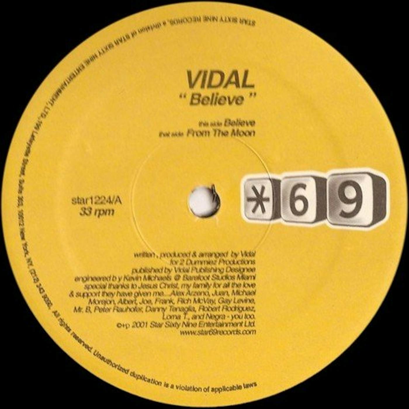Vidal Believe Vinyl Record