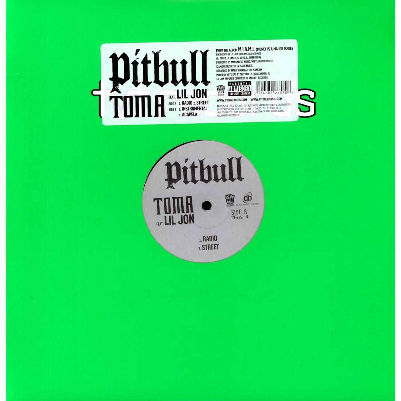 Pitbull Toma Vinyl Record