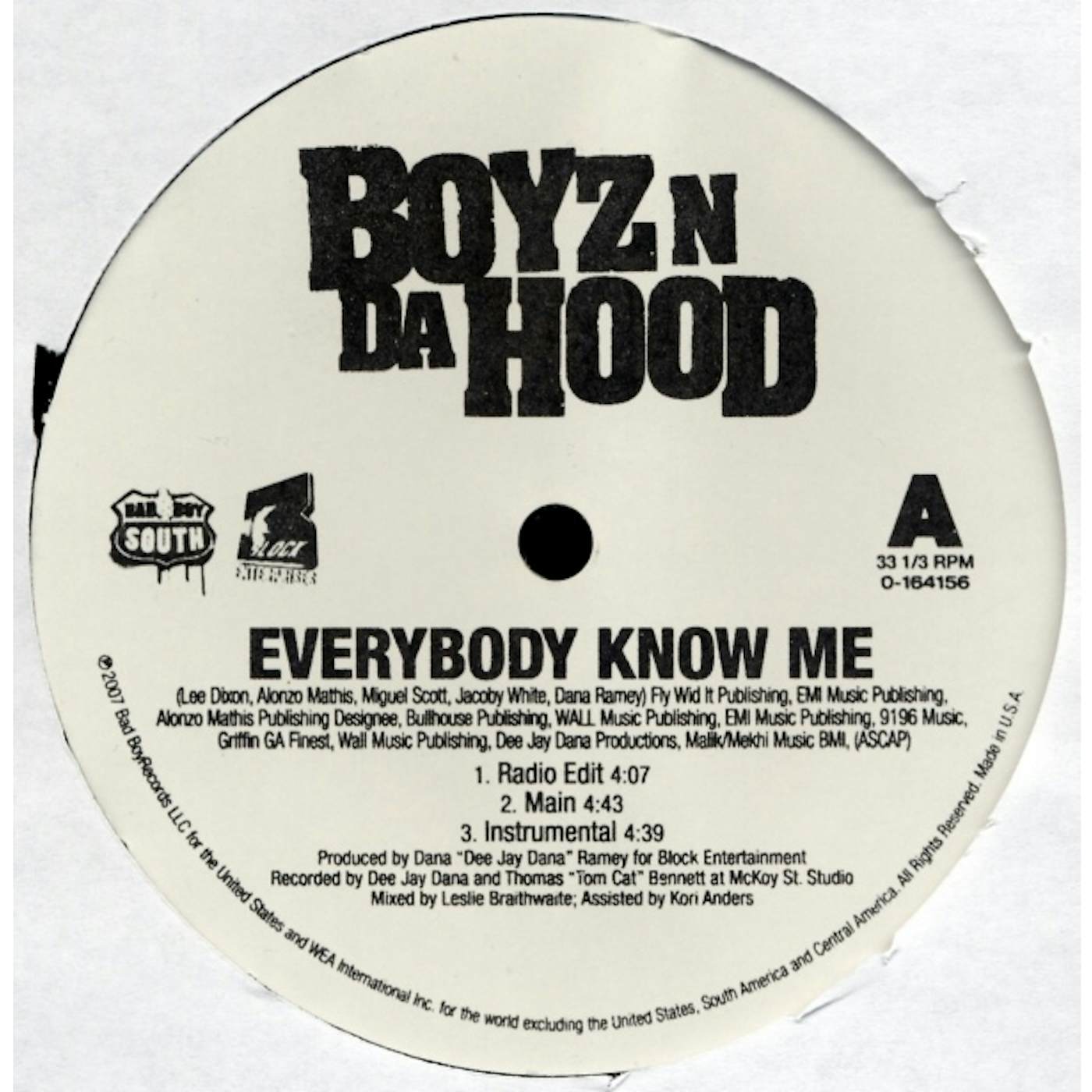 Boyz N Da Hood EVERYBODY KNOW ME Vinyl Record