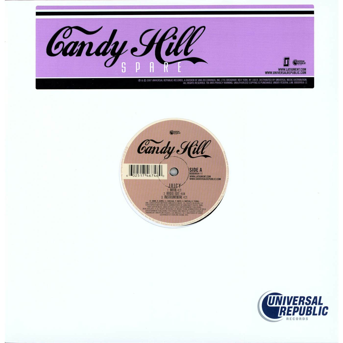 Candy Hill SPARE (X3) / JUICY (X6) Vinyl Record