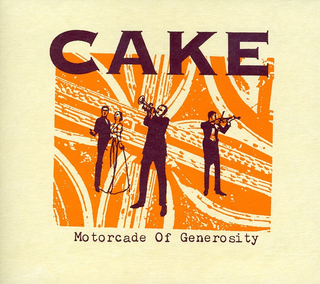 Песня cake. Cake motorcade of generosity. Cake 1994 motorcade of generosity. Группа Cake солист. Группа Cake обложки альбомов.