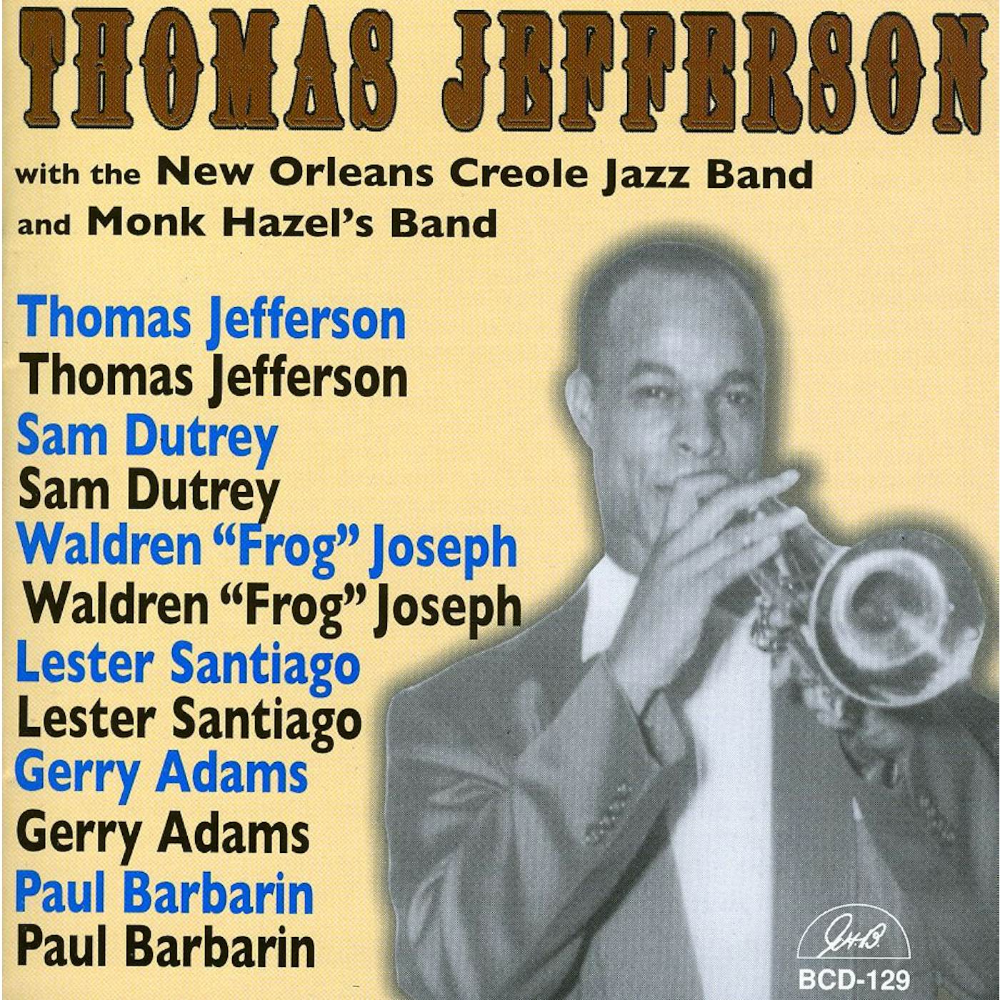 Jefferson Thomas WITH NEW ORLEANS CREOLE JAZZ BAND & MONK BAND CD