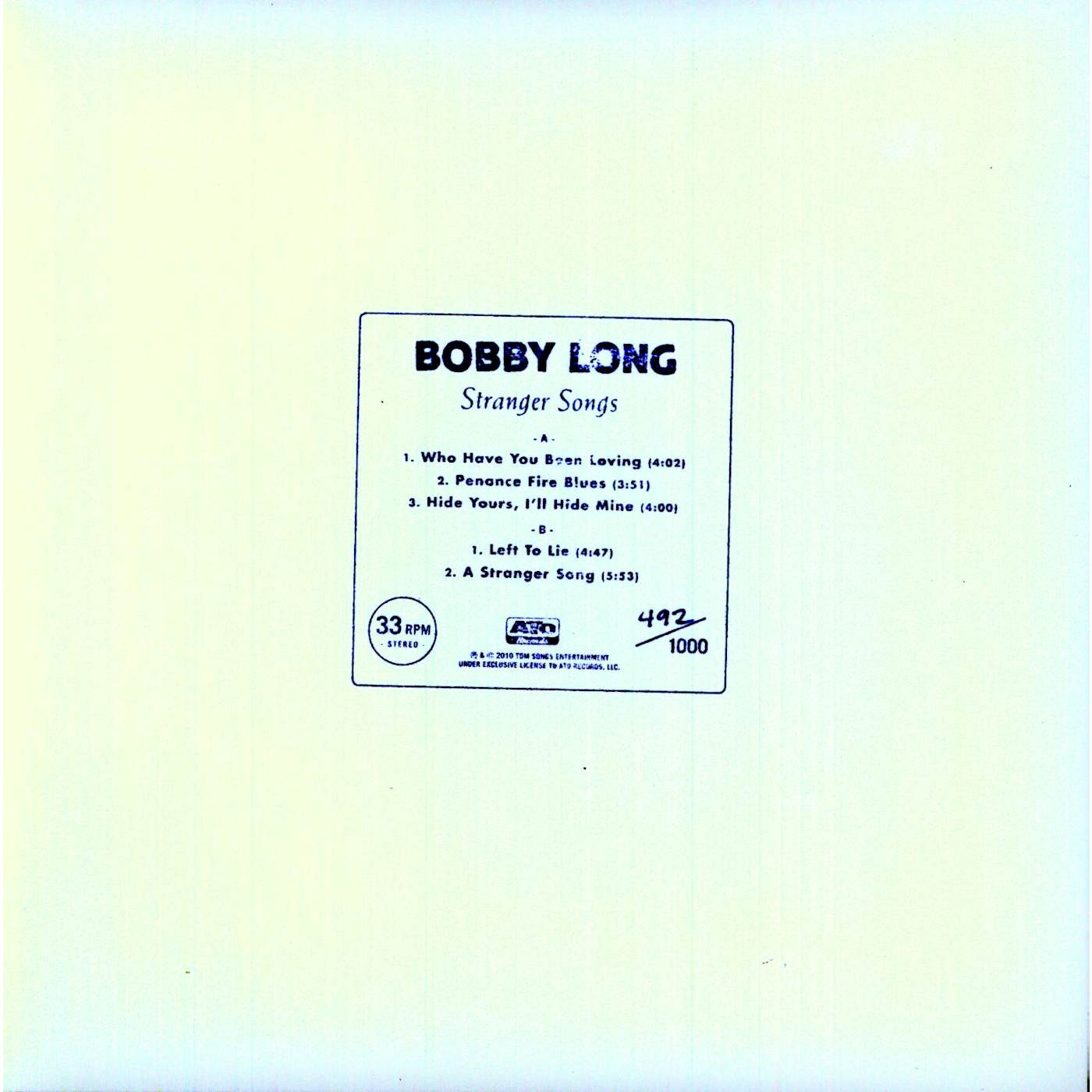 Bobby Long STRANGER SONGS (10") Vinyl Record