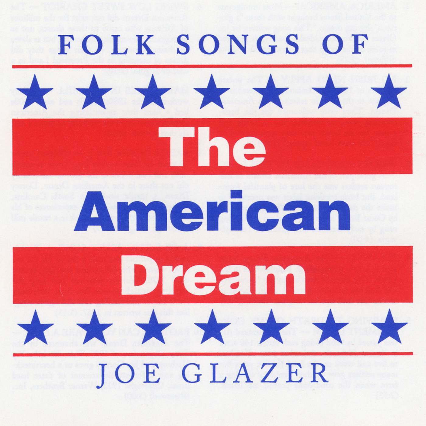 Joe Glazer FOLK SONGS OF THE AMERICAN DREAM CD
