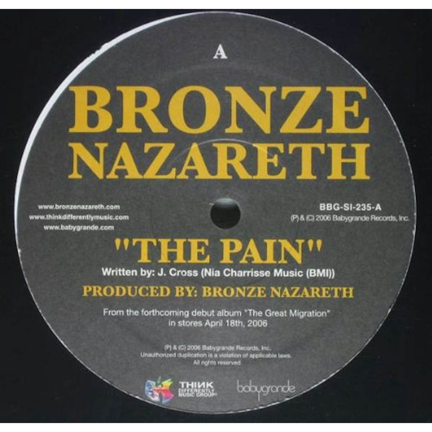 Bronze Nazareth PAIN / MORE THAN GOLD Vinyl Record