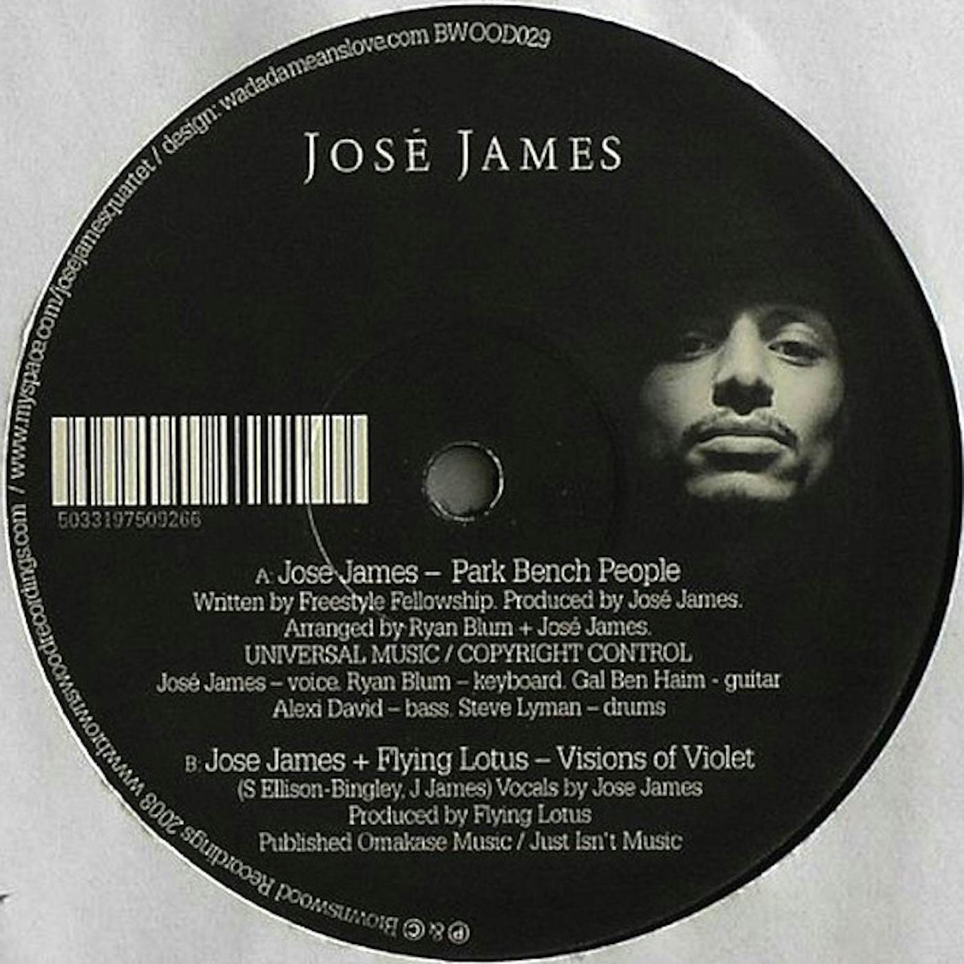 Jose James PARK BENCH PEOPLE/VISIONS OF VIOLET Vinyl Record - UK Release