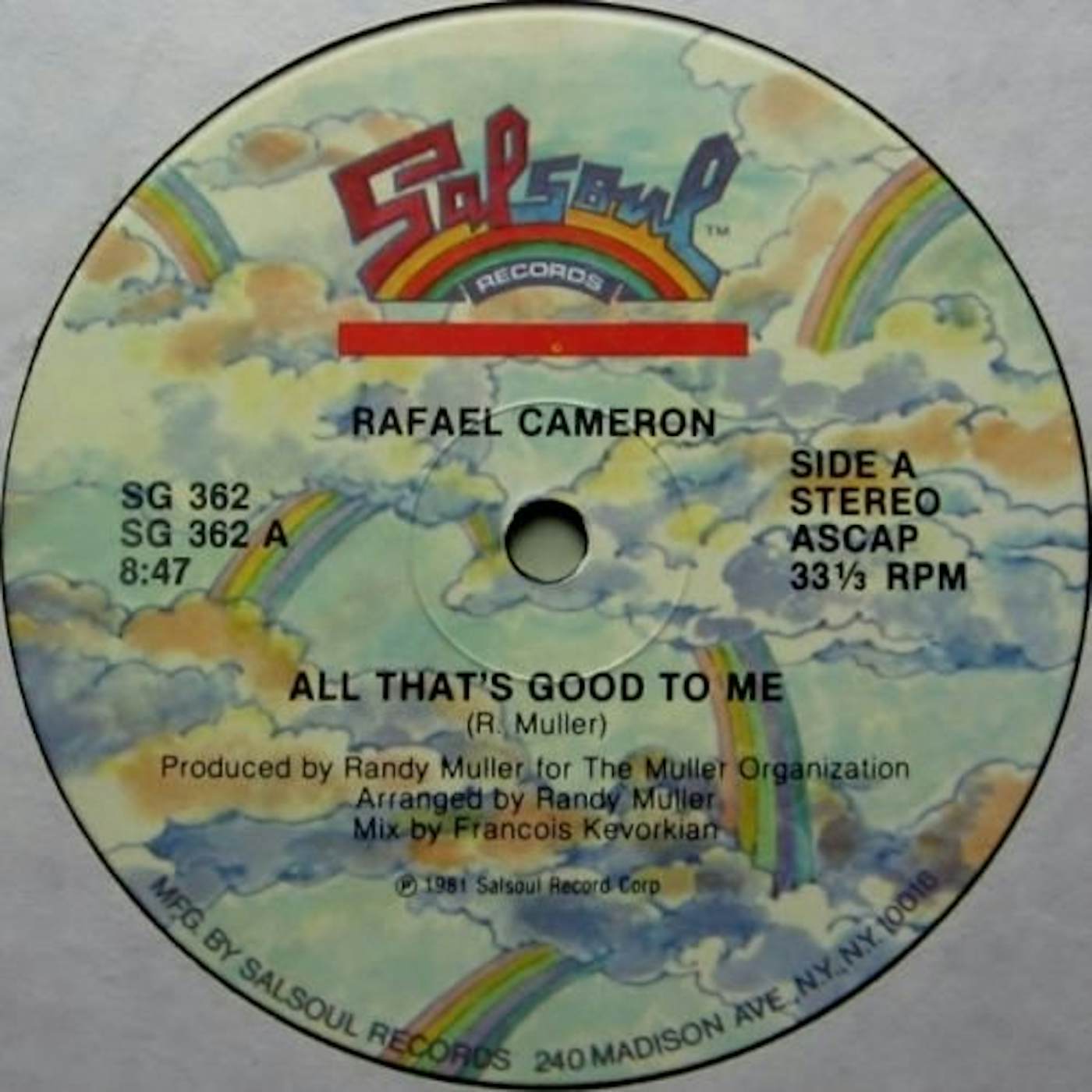Rafael Cameron ALL THATS GOOD/BOOGIES GONNA G Vinyl Record