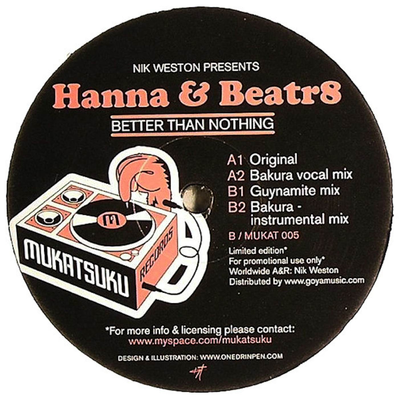 Hanna & Beatr8 BETTER THAN NOTHING Vinyl Record - UK Release