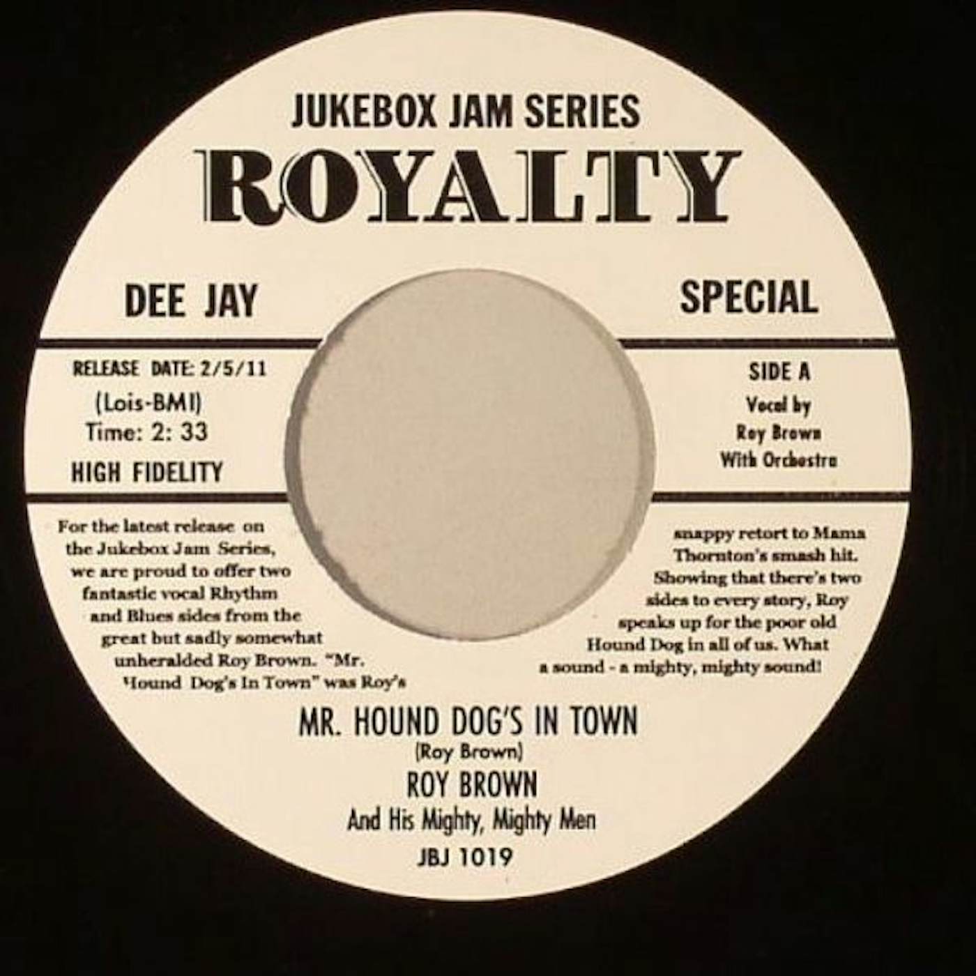 Roy Brown MR HOUND DOG'S IN TOWN/MISS FANNY BROWN Vinyl Record - UK Release