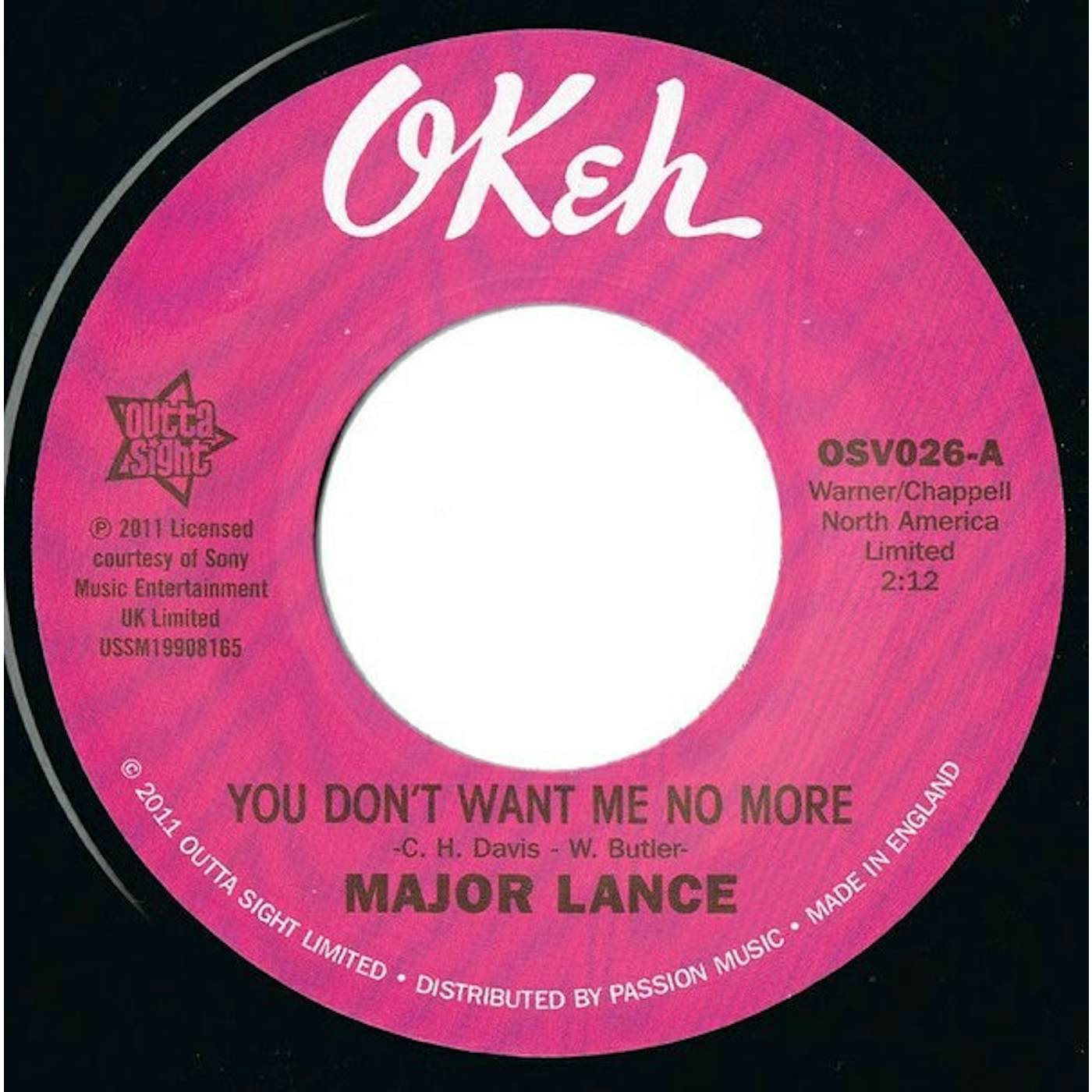 Major Lance YOU DON'T WANT ME NO MORE/DON'T FIGHT IT Vinyl Record