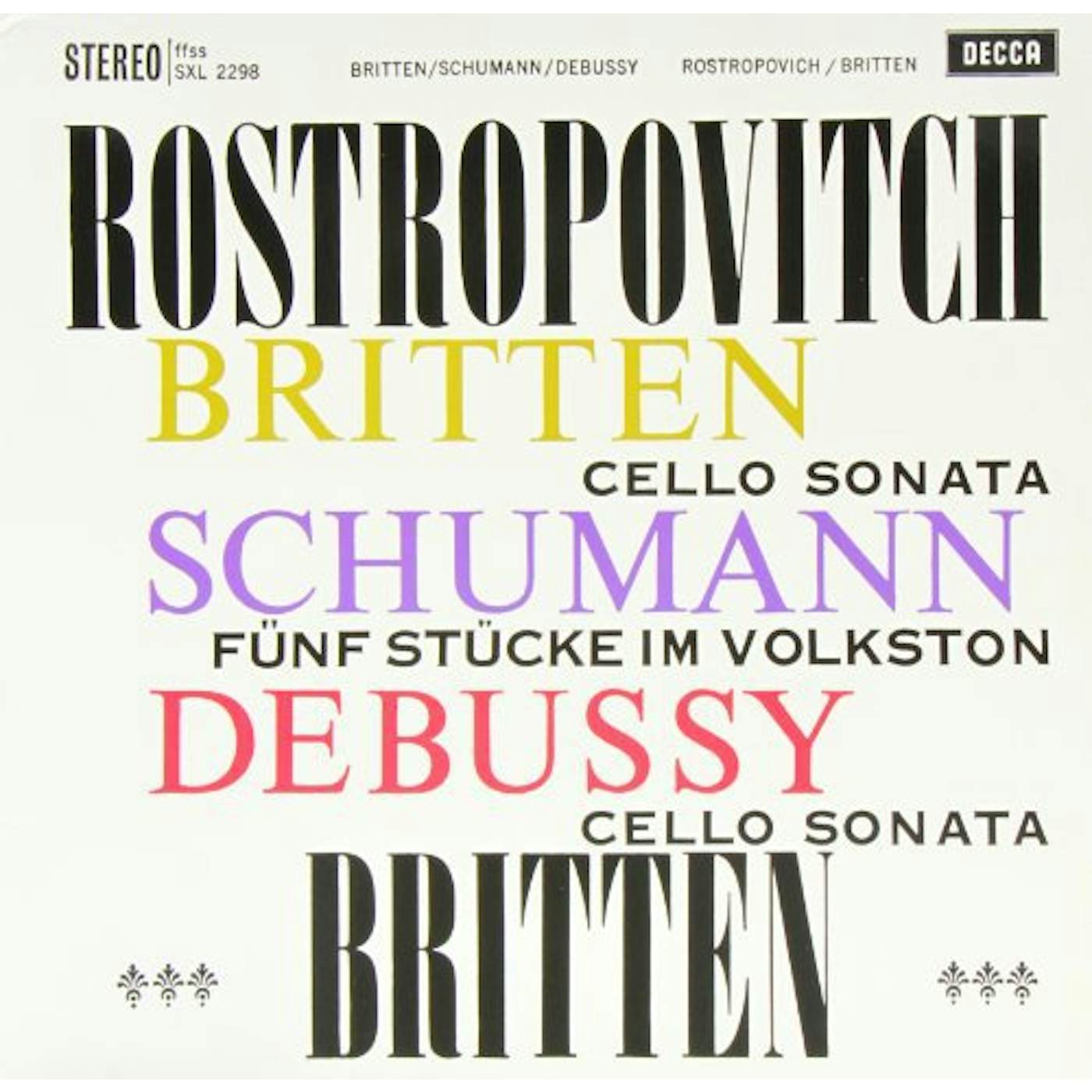 Britten / Rostropovich SONATA IN C FOR CELLO & PIANO Vinyl Record