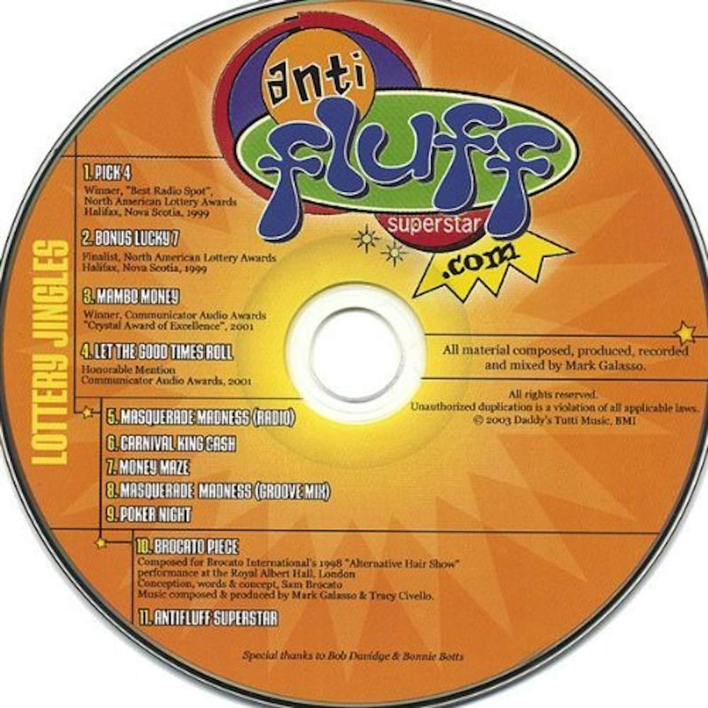 Antifluff Superstar LOTTERY JINGLES CD