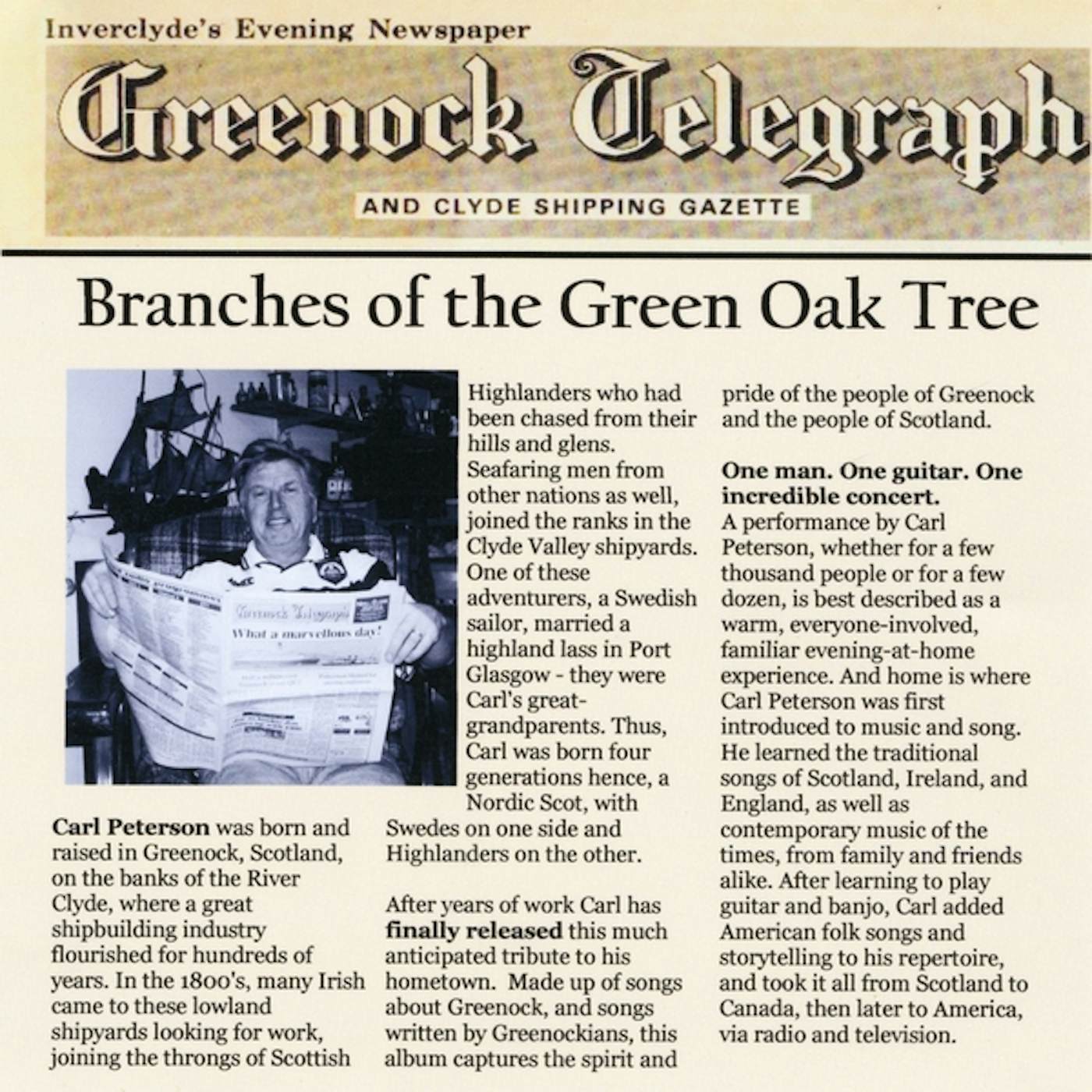 Carl Peterson BRANCHES OF THE GREEN OAK TREE CD