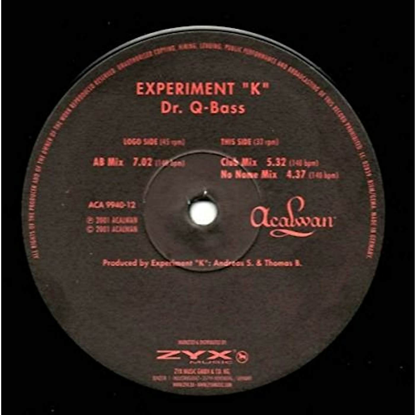 Experiment K. DR. Q-BASS Vinyl Record