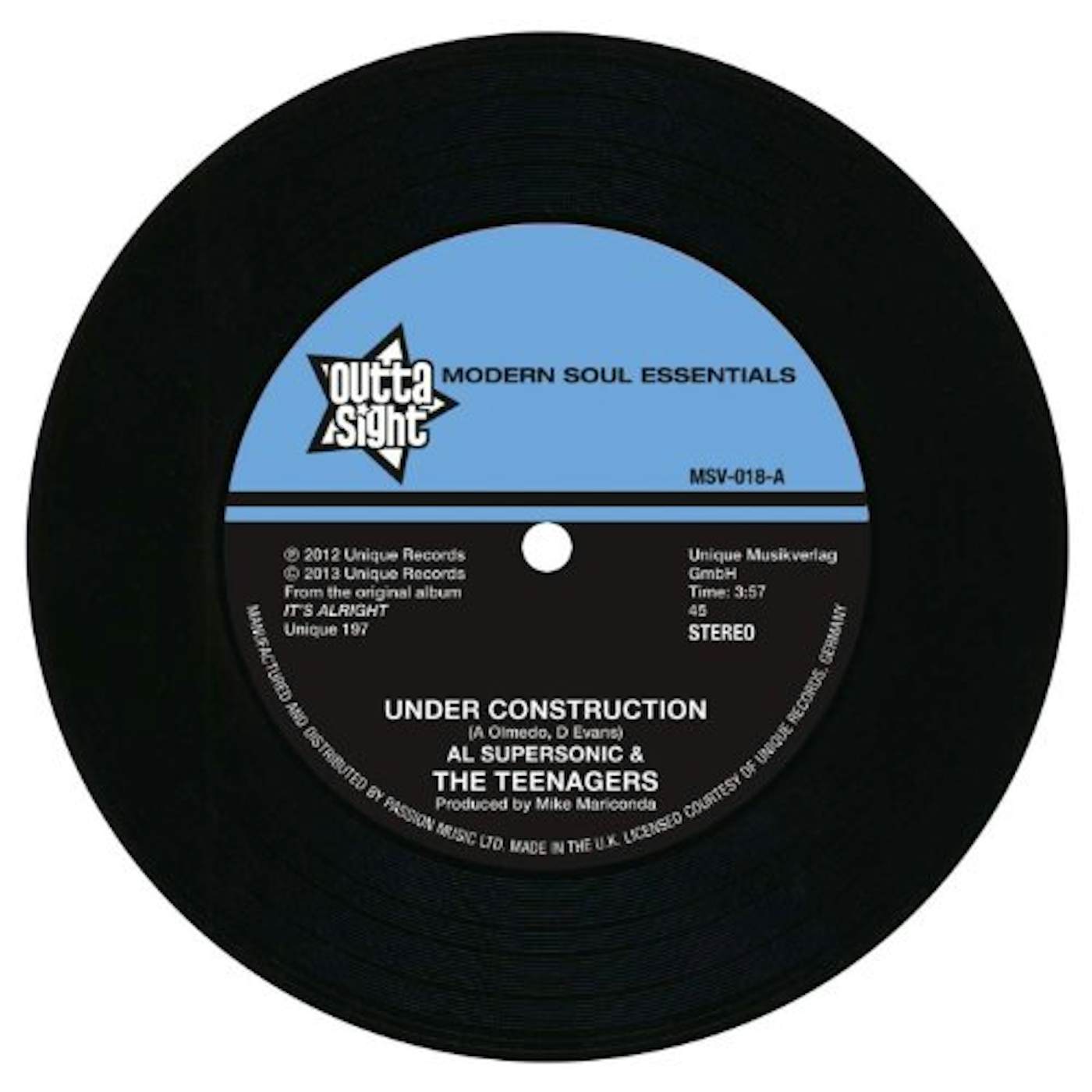Al Supersonic & The Teenagers UNDER CONSTRUCTION/THE LOSER Vinyl Record