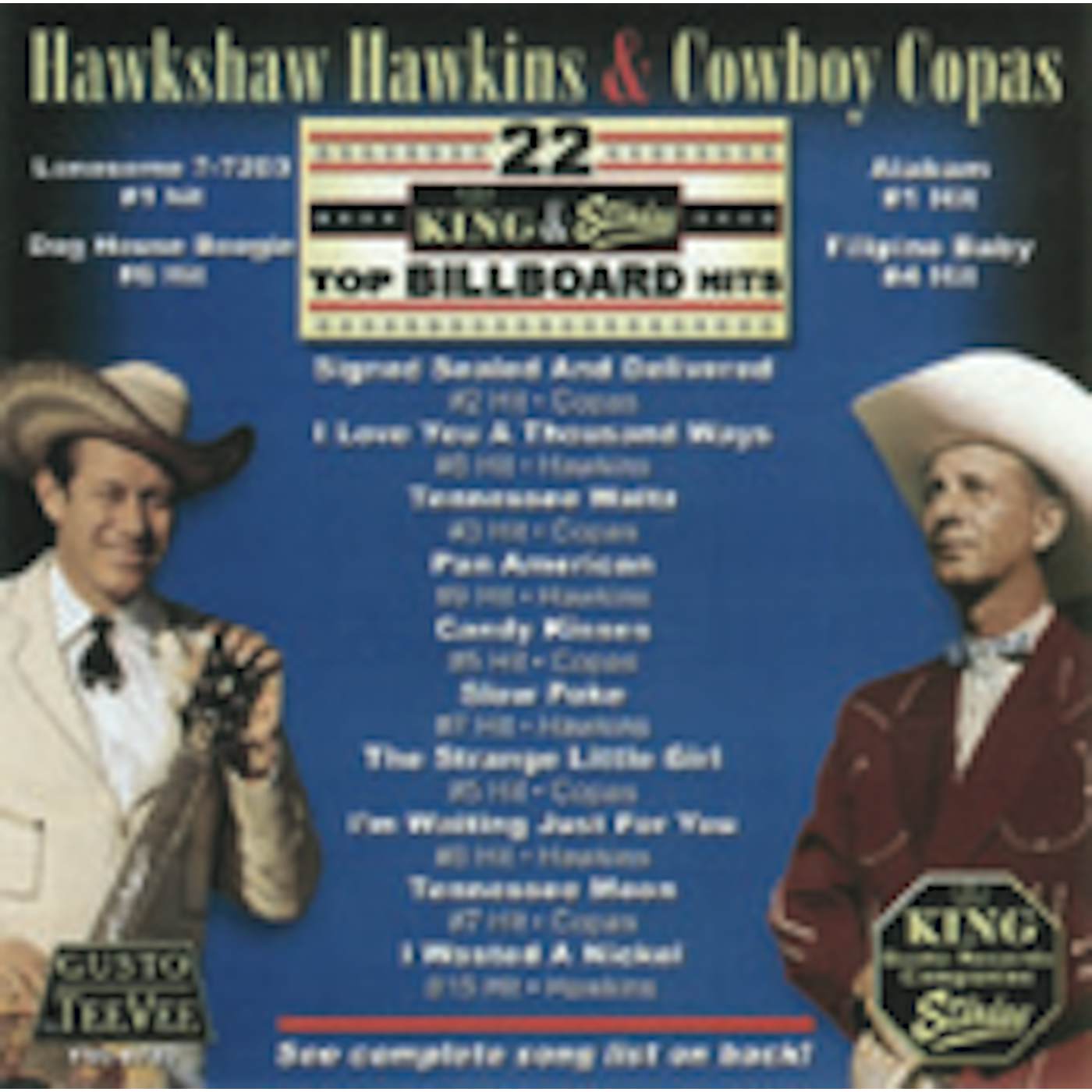 Hawkshaw Hawkins 22 KING & STARDAY TOP BILLBOARD HITS CD