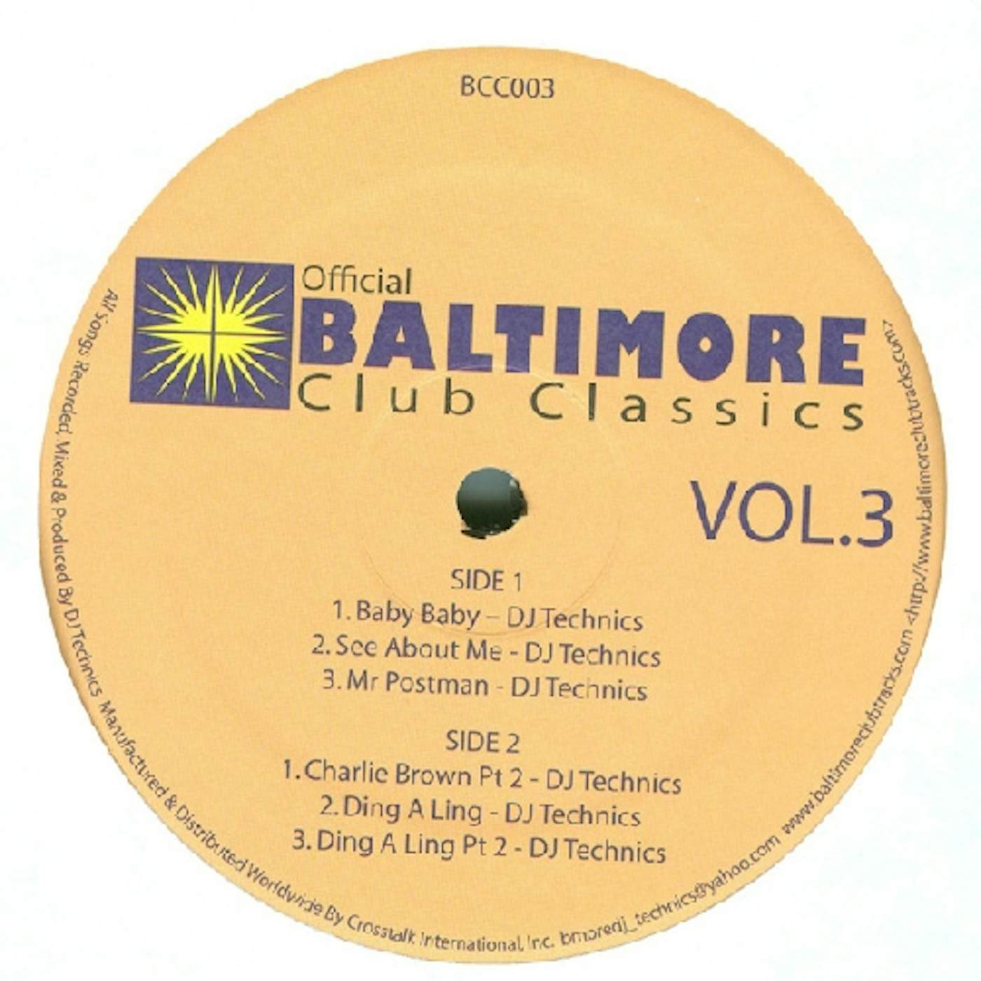 BALTIMORE CLUB CLASSICS 3 / VAR Vinyl Record