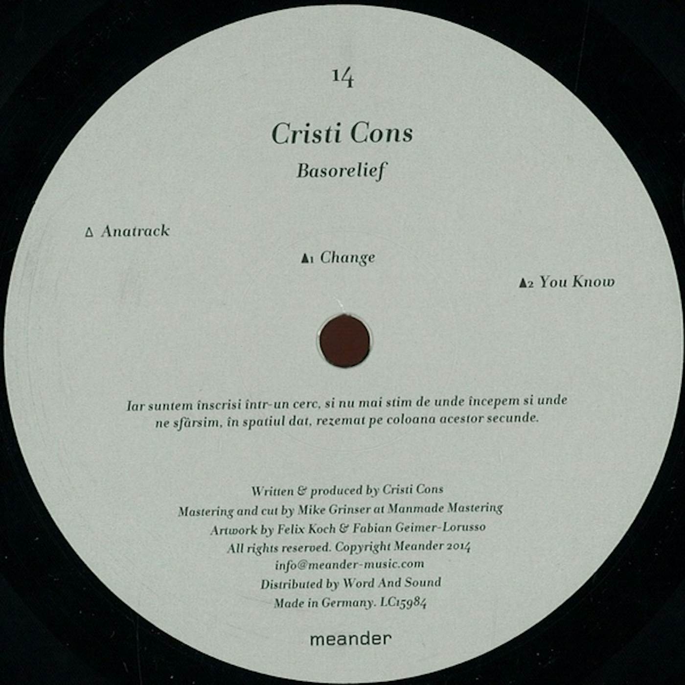 Cristi Cons Basorelief Vinyl Record