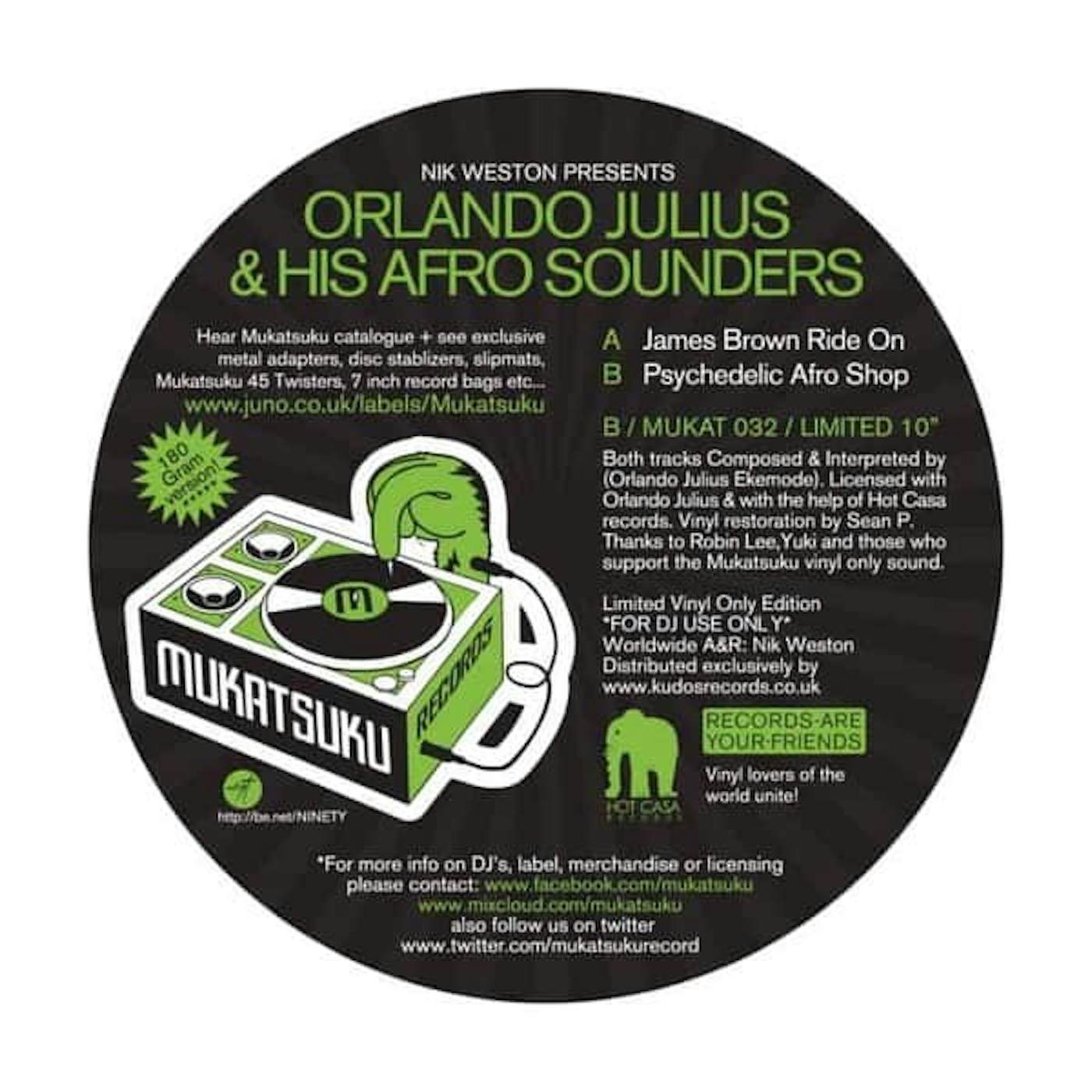 Orlando Julius JAMES BROWN RIDE ON/PSYCHEDELIC AFRO SHOP Vinyl Record - UK Release