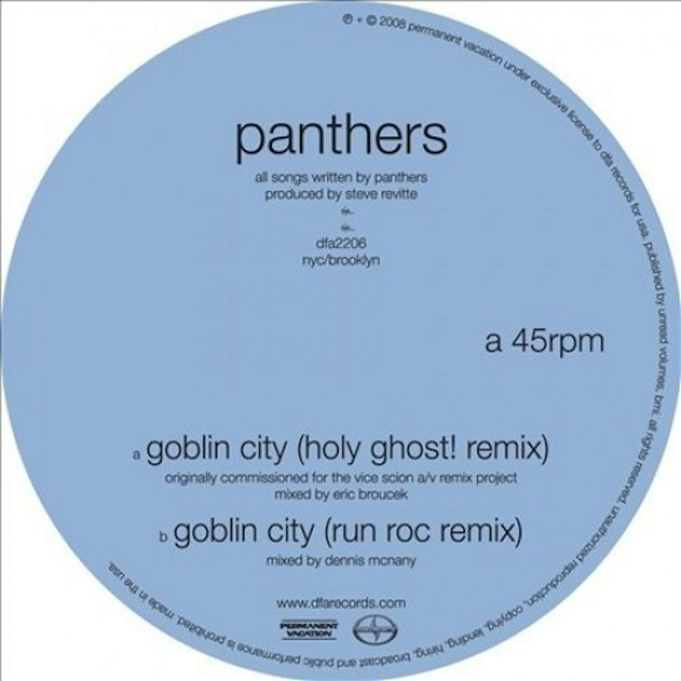 Panthers GOBLIN CITY (HOLY GHOST REMIX) Vinyl Record