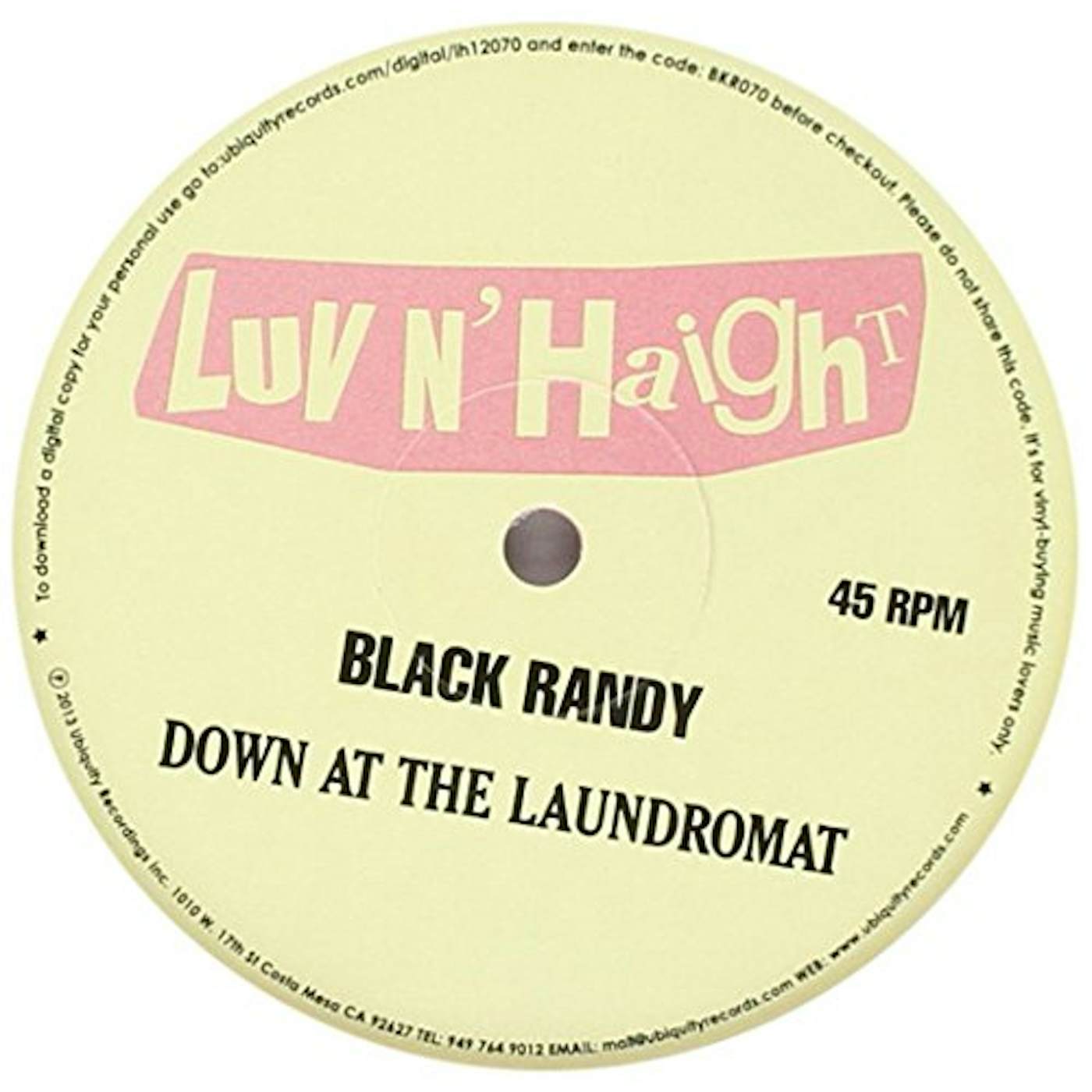 Black Randy LAUNDROMAT B/W GIVE IT UP OR TURN IT LOOSE Vinyl Record
