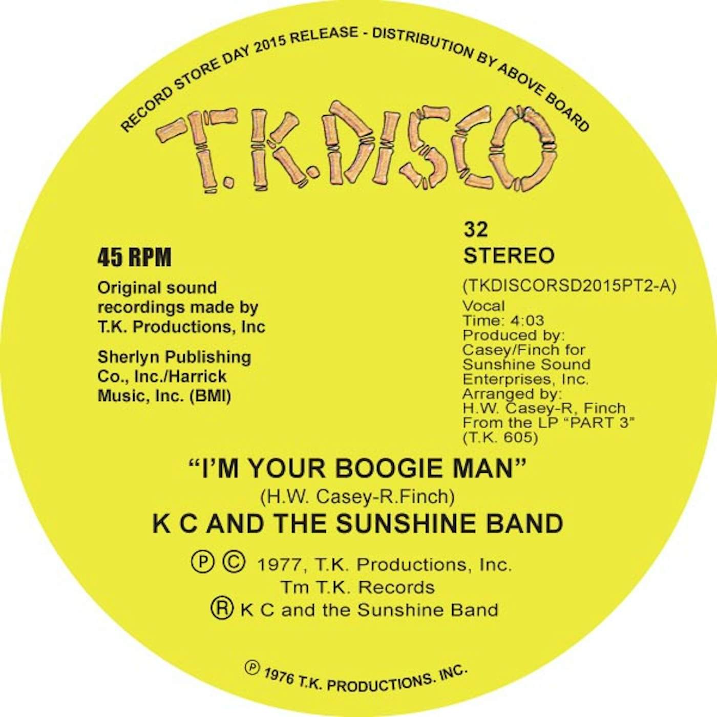 K.C. & SUNSHINE BAND I'M YOUR BOOGIE MAN (TODD TERJE EDIT) Vinyl Record