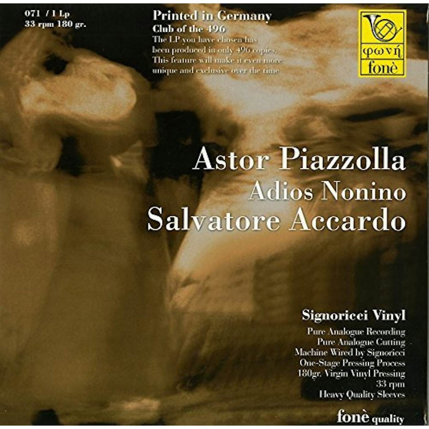 Salvatore Accardo ASTOR PIAZZOLA ADIOS NONINO Vinyl Record