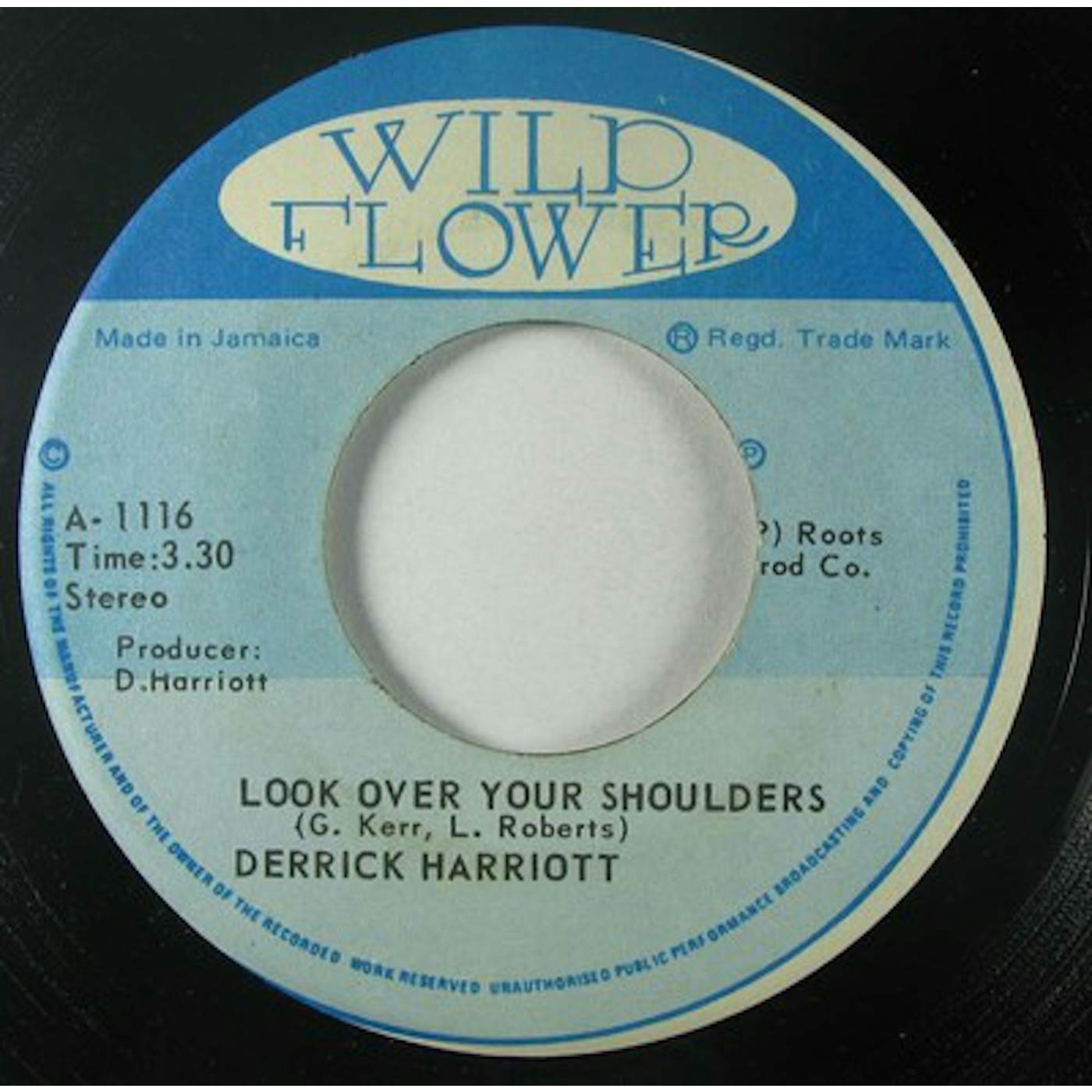 Derrick Harriott LOOK OVER YOUR SHOULDERS Vinyl Record