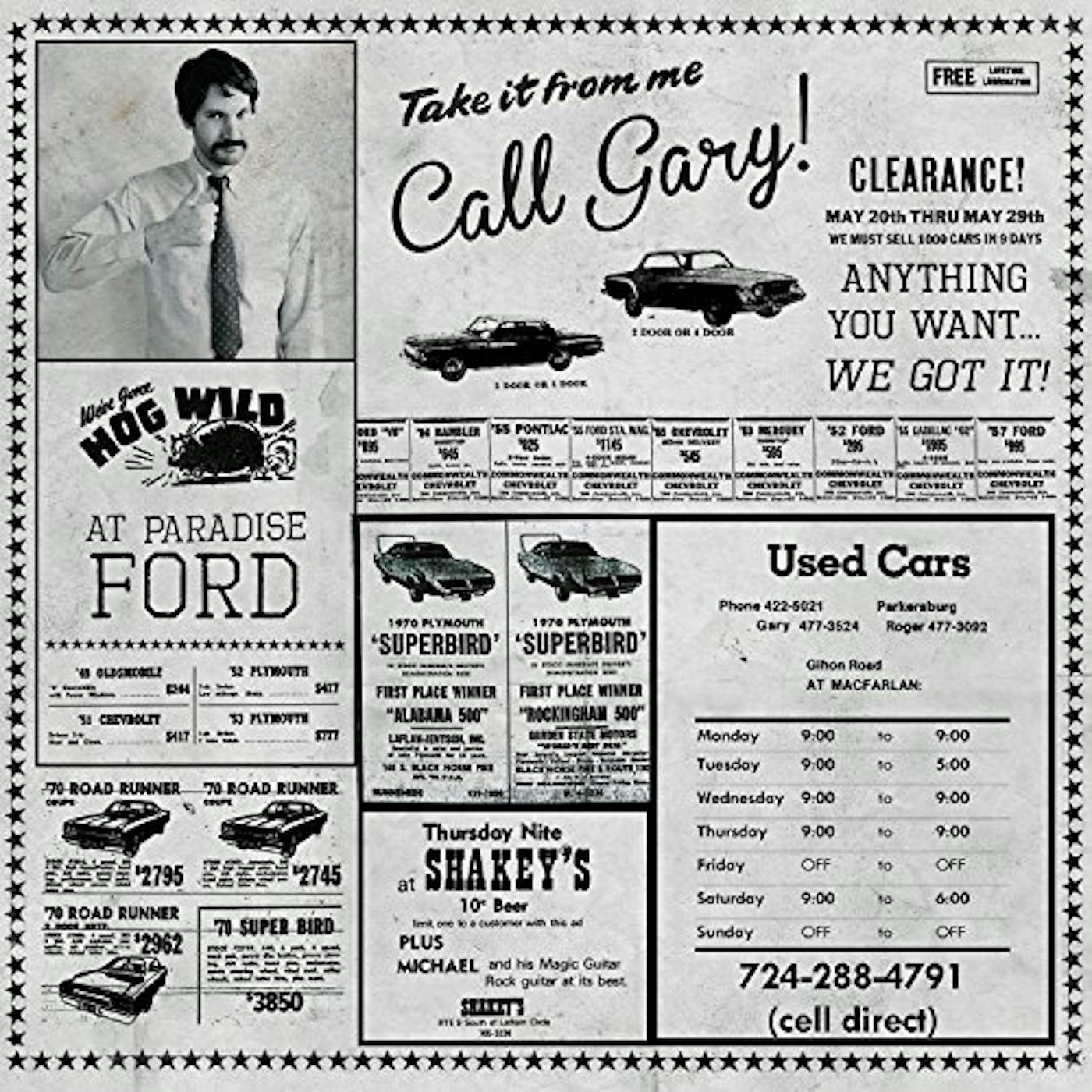 GARY USED CARS / WISH YOU WERE HAIR Vinyl Record