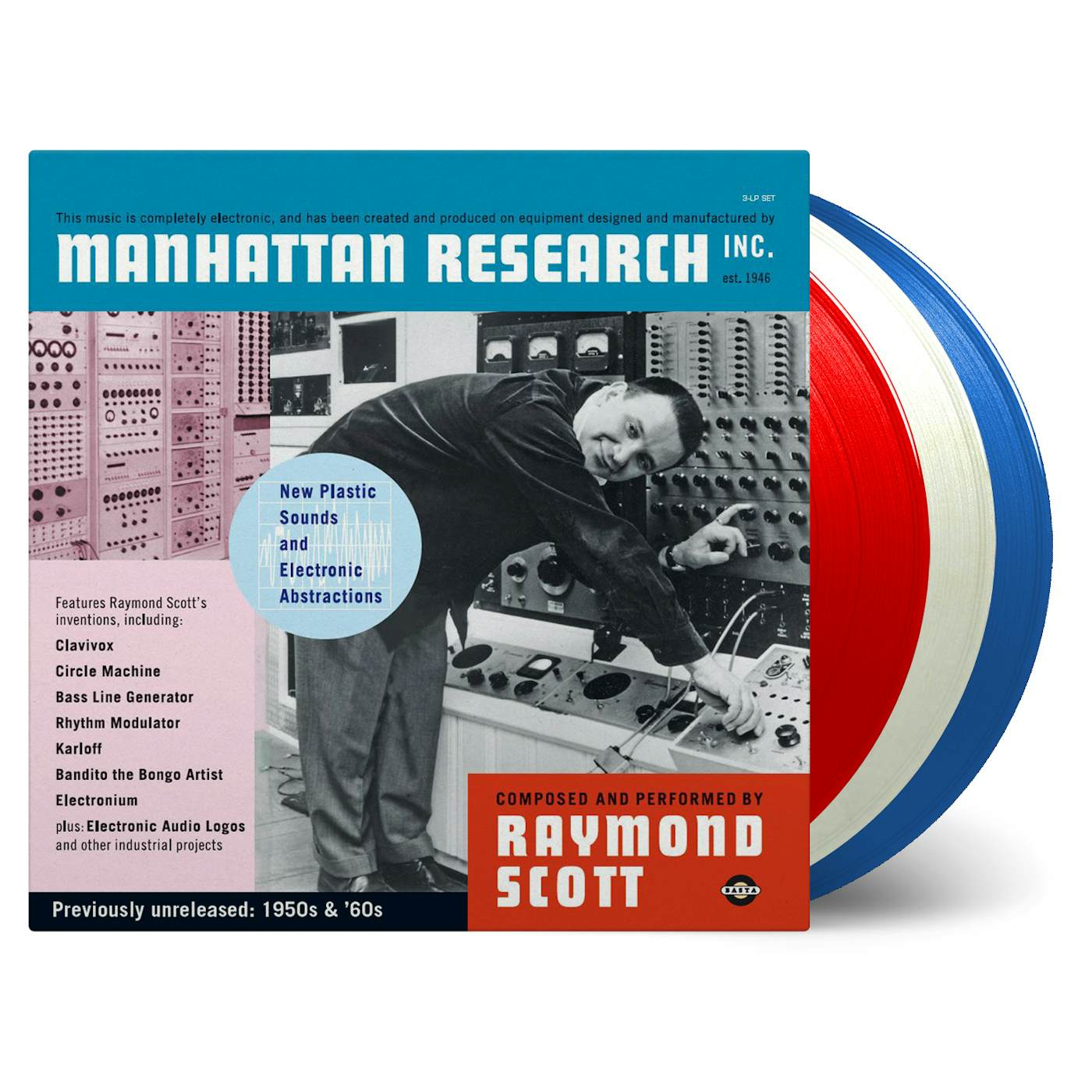 Raymond Scott MANHATTAN RESEARCH INC. - Limited Edition 180 Gram Red, White & Blue Triple Vinyl Record