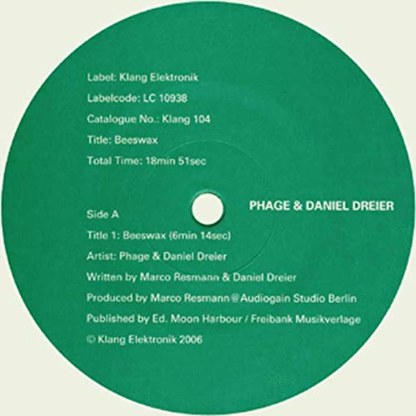 Phage / Daniel Dreier Beeswax Vinyl Record