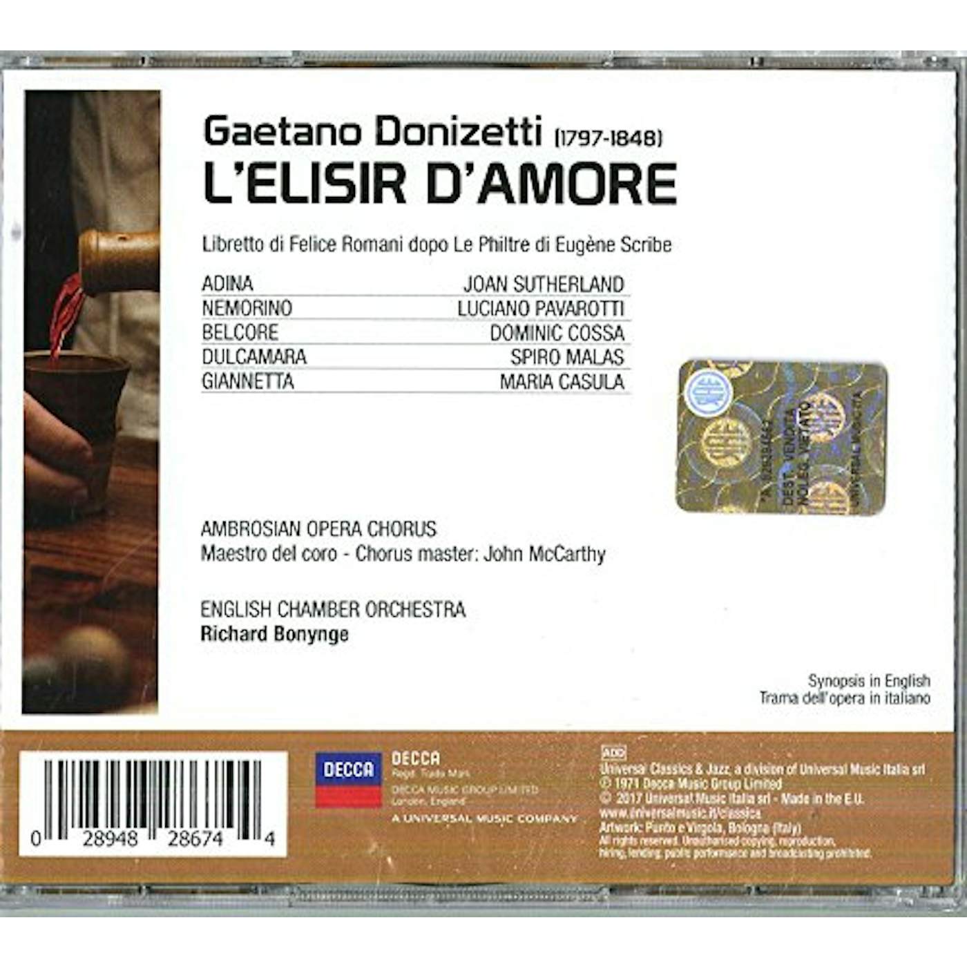 Luciano Pavarotti L'ELISIR D'AMORE CD