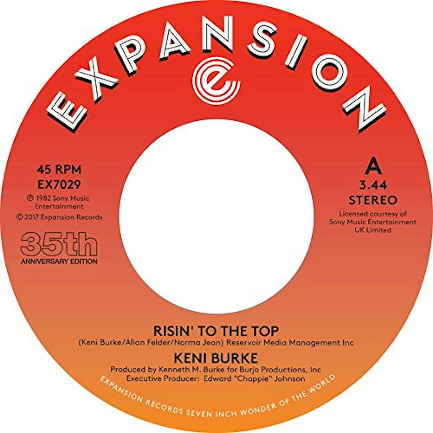 Keni Burke RISIN TO THE TOP / HANG TIGHT Vinyl Record