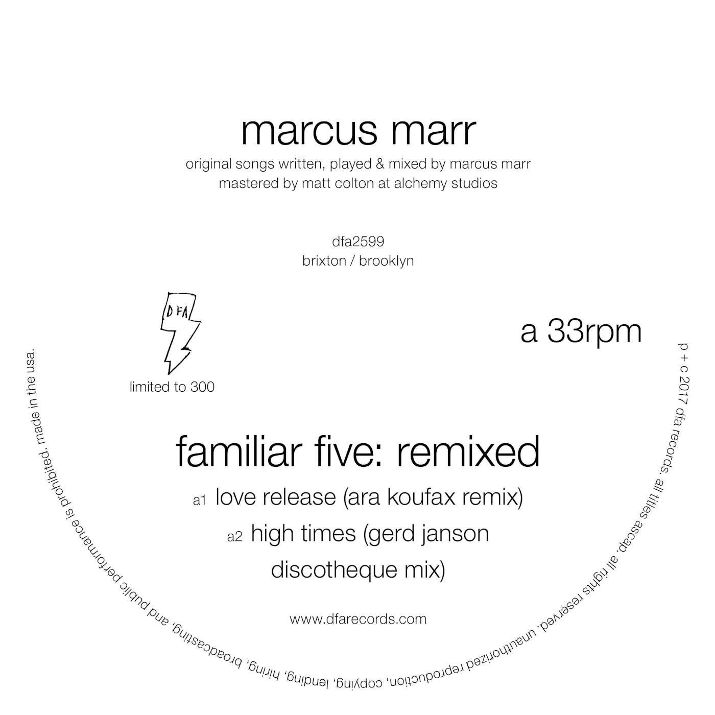 Marcus Marr Familiar Five: Remixed Vinyl Record