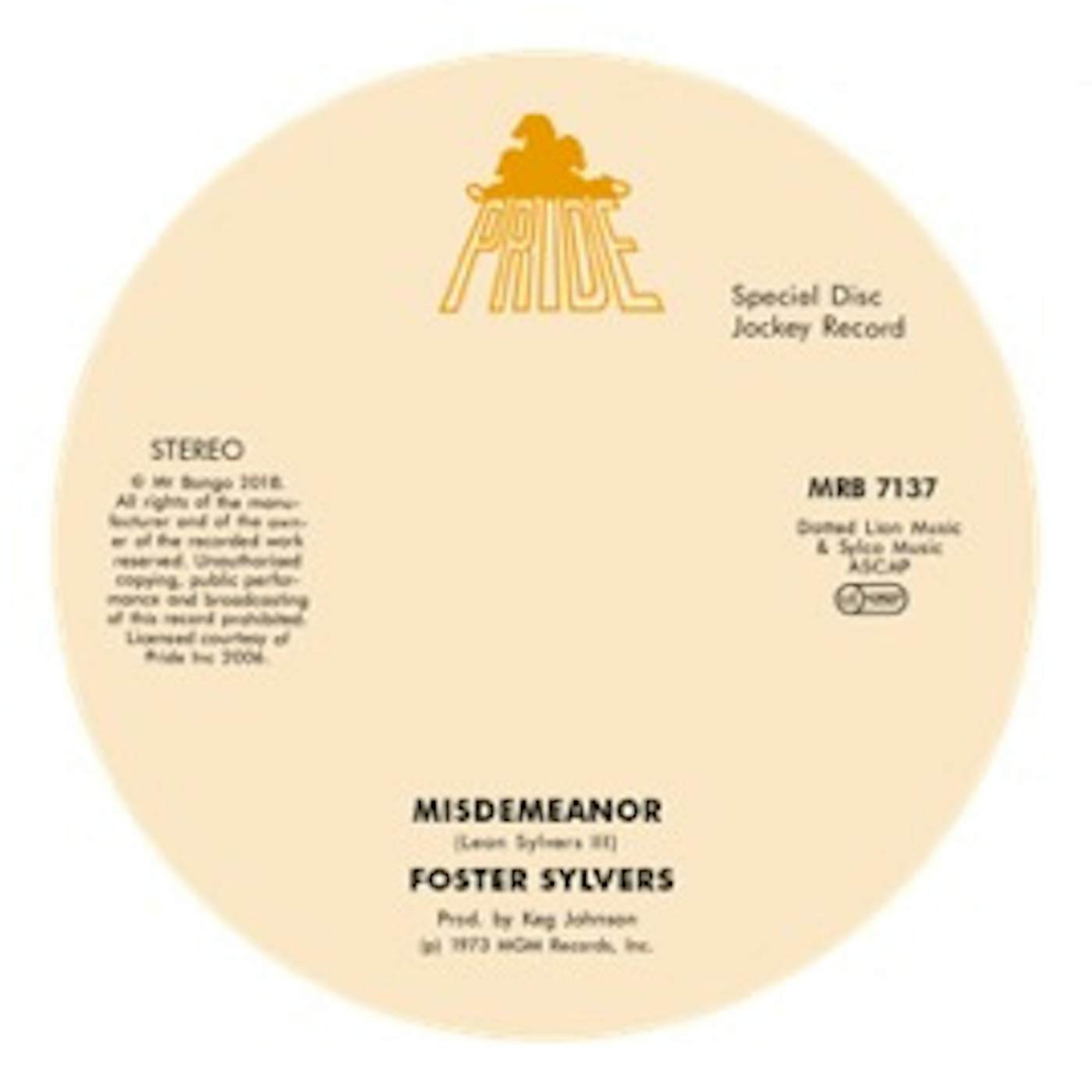Foster Sylvers MISDEMEANOR / WHEN I'M NEAR YOU Vinyl Record