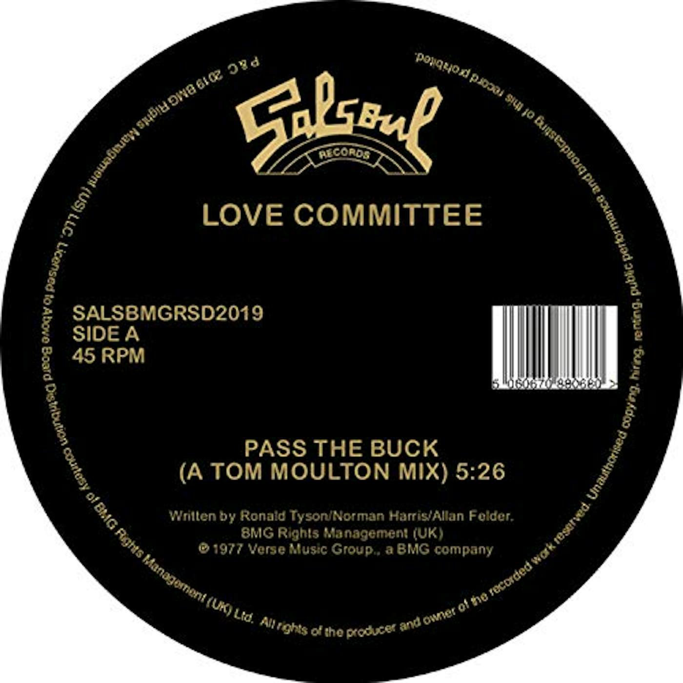 Love Committee PASS THE BUCK (TOM MOULTON MIX / JOE CLAUSSELL) Vinyl Record