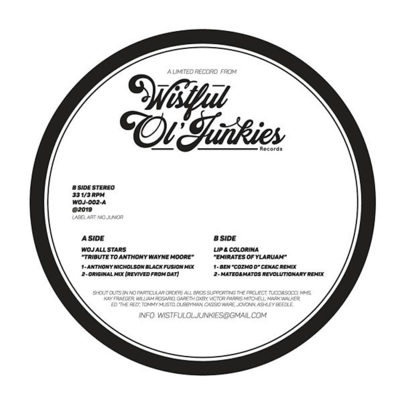 Wistful Ol Junkies All Stars / Lip & Colorina TRIBUTE TO ANTHONY WAYNE MOORE / EMIRATES YLARUAM Vinyl Record