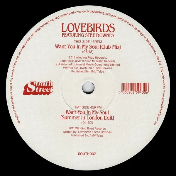 Lovebirds / Stee Downes Want You In My Soul Vinyl Record