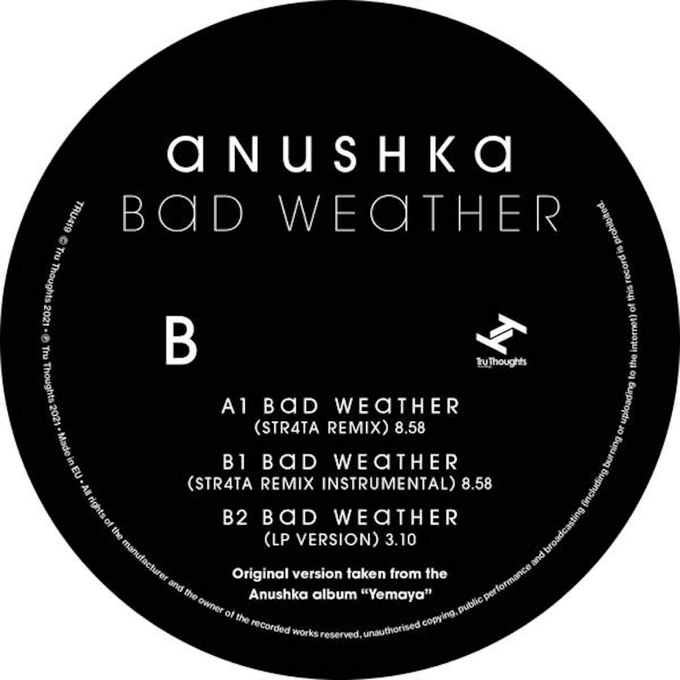 Anushka BAD WEATHER / STR4TA REMIX Vinyl Record