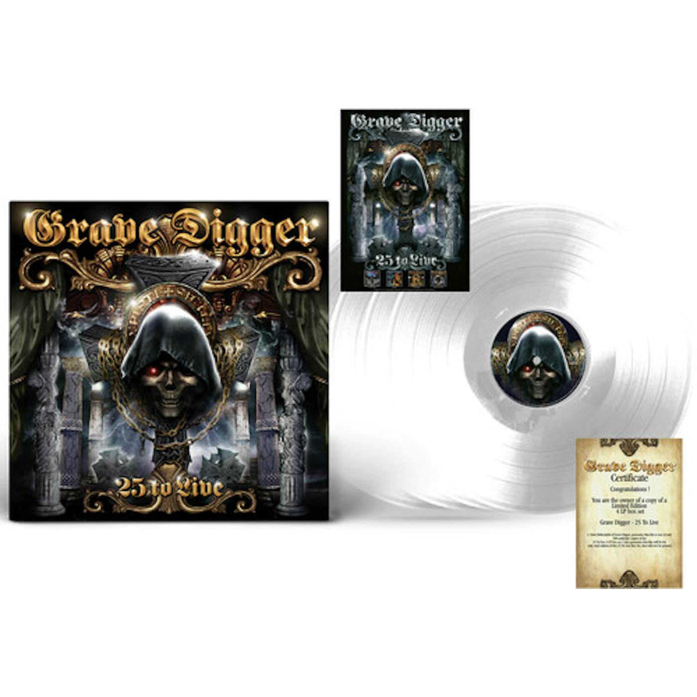 Grave Digger 25 TO LIVE - CRYSTAL CLEAR Vinyl Record