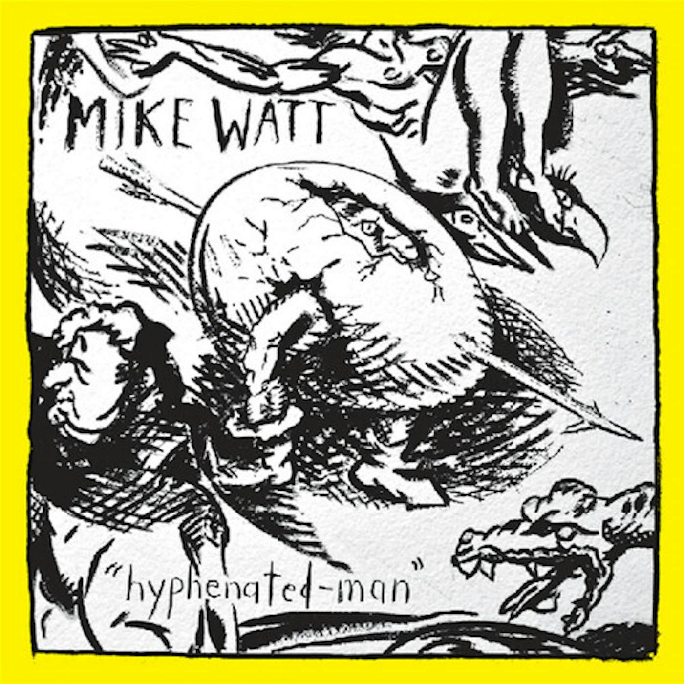 Mike Watt HYPHENATED-MAN - YELLOW & BLACK SWIRL Vinyl Record