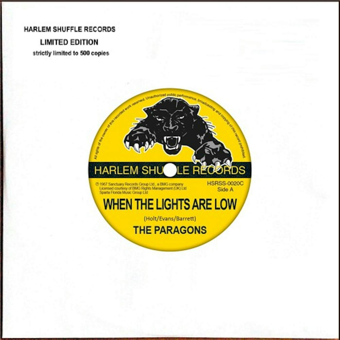The Paragons WHEN THE LIGHTS ARE LOW / I WANT TO GO BACK Vinyl Record