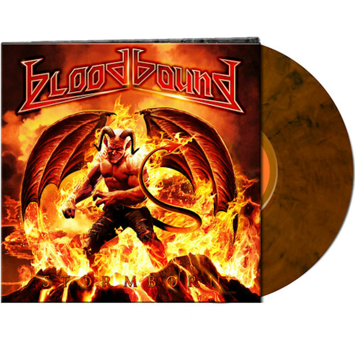 Bloodbound STORMBORN - ORANGE/BLACK MARBLED Vinyl Record