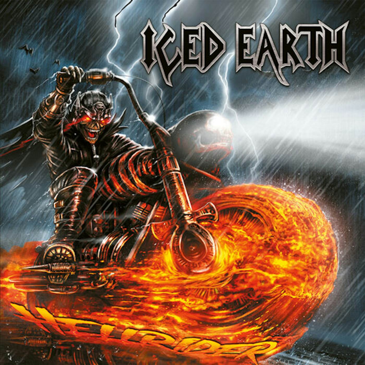 Iced Earth HELLRIDER - RED/YELLOW/BLACK SPLATTER Vinyl Record
