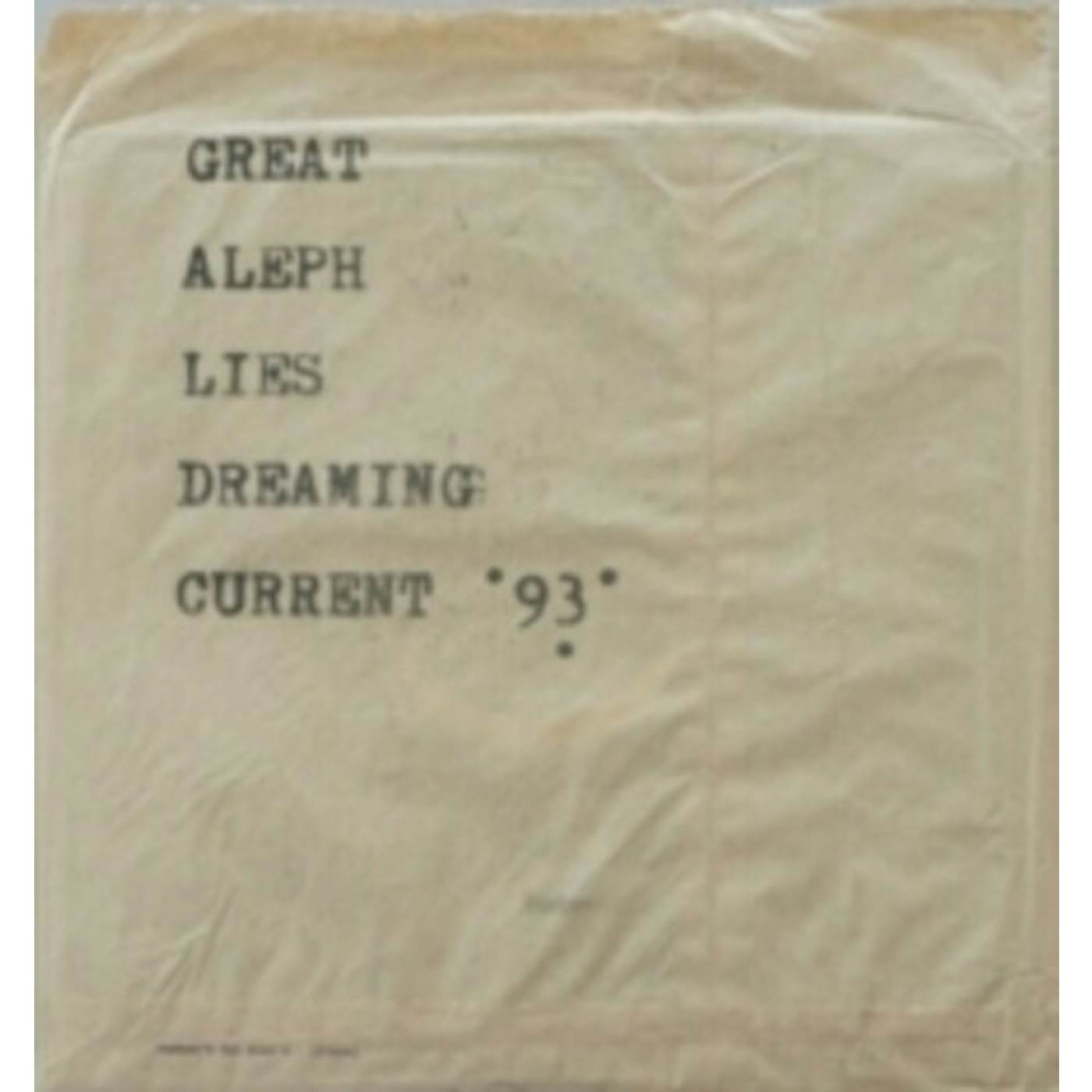 Current 93 GREAT ALEPH LIES DREAMING Vinyl Record