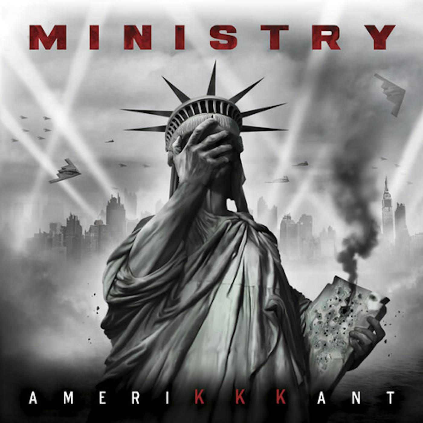 Ministry AMERIKKKANT - GREY W/ BLACK & WHITE SPLATTER Vinyl Record
