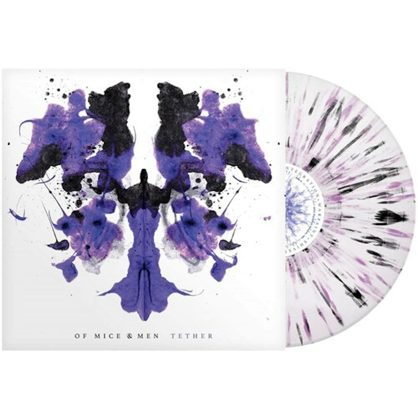 Of Mice & Men Tether (White Purple Black Splatter) Vinyl Record